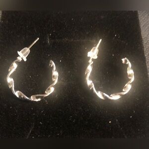 Silver-toned Twisted Hoop Earrings - Women Jewelry